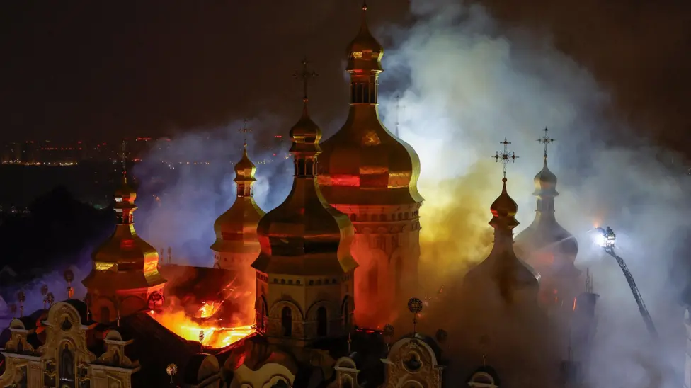 Russian Strikes Kill Nine Ukrainians, Damage Kyiv Dormition Cathedral Ahead of G7 Meeting